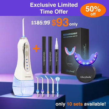 Limited Time 50% off Offer ! Rechargeable LED teeth whitening light kit + AquaPulse Electric Tooth Water Flosser Bundle